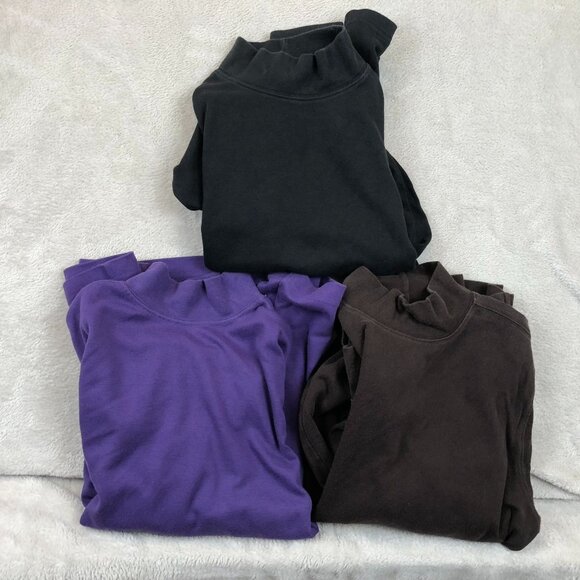 Lands' End Women's Turtleneck Shirts Lot of 3 Small Purple Black Long-Sleeve - Picture 12 of 12